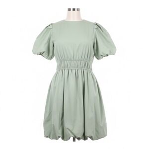 Arula Dress A XL Sage Green Bubble Puff Sleeve Smocked Waist‎ Cottagecore Fairy